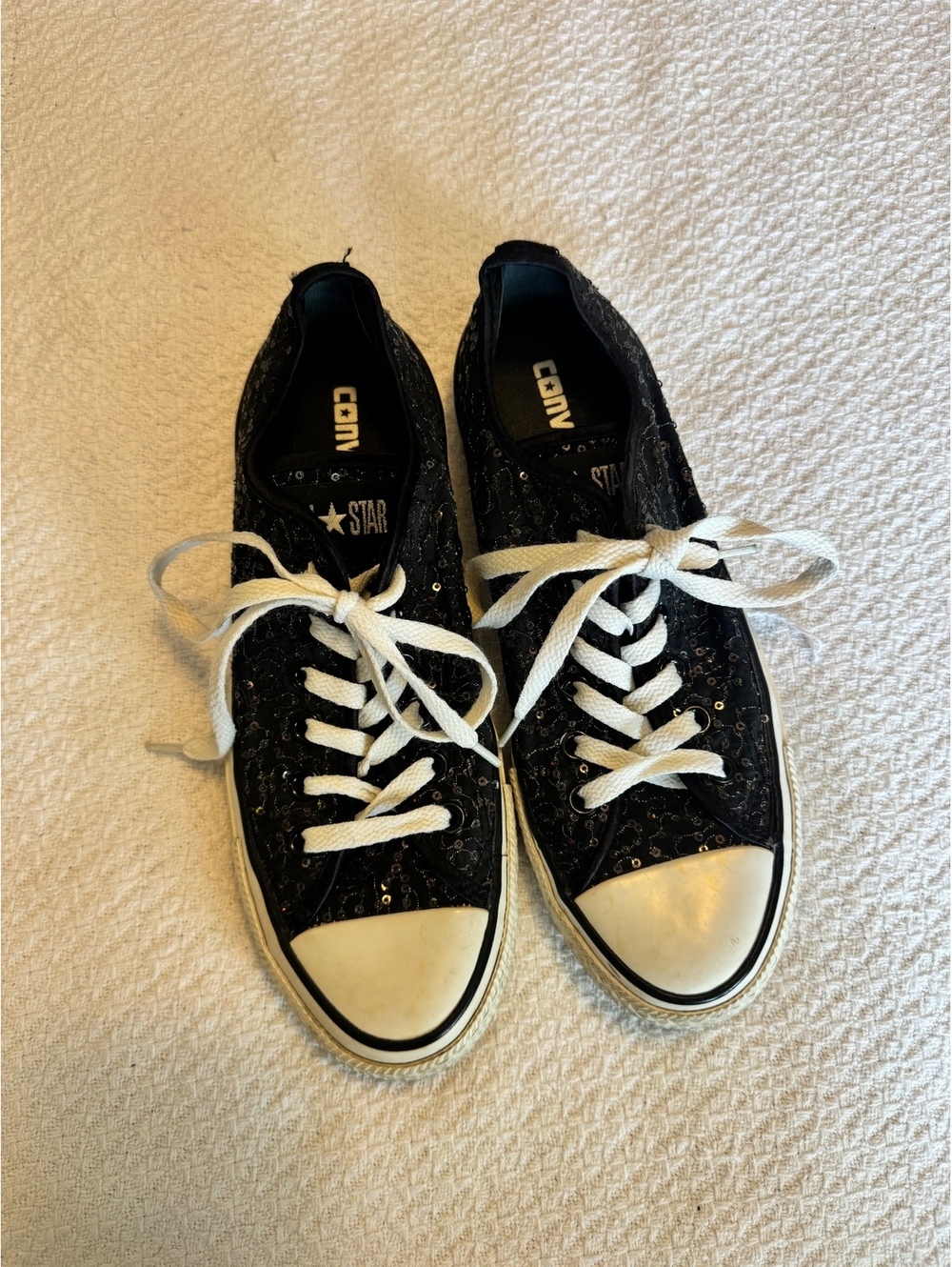 Converse All Star Black Sequin Low Top Sneakers Size 6